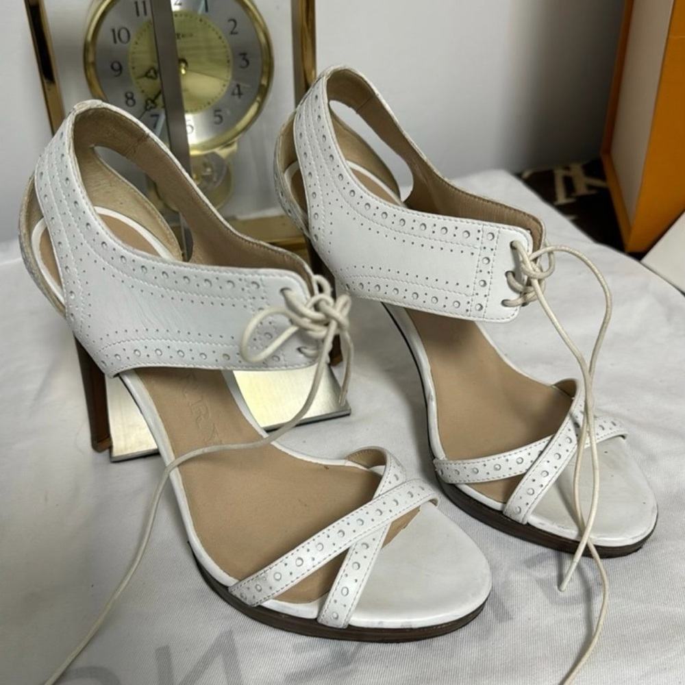 Burberry White Perforated Lace-Up Heels